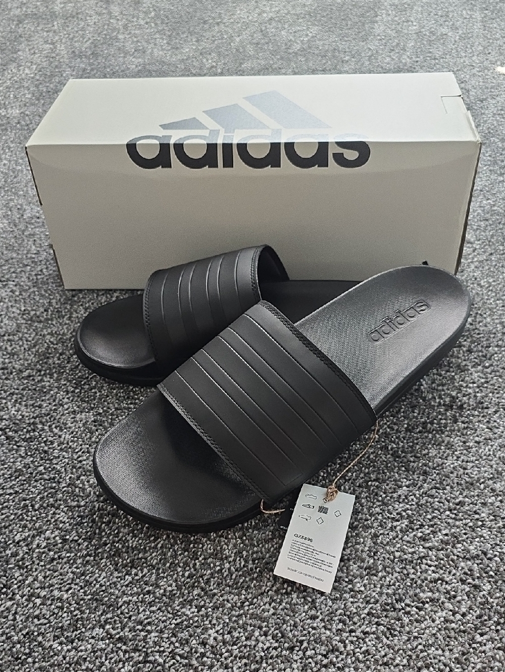adidas Black Slide Sandals with Textured Strap